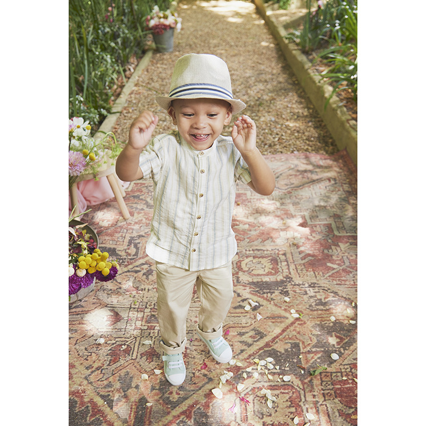 Μπορσαλίνο με κορδέλα από chambray για μωρό αγόρι 