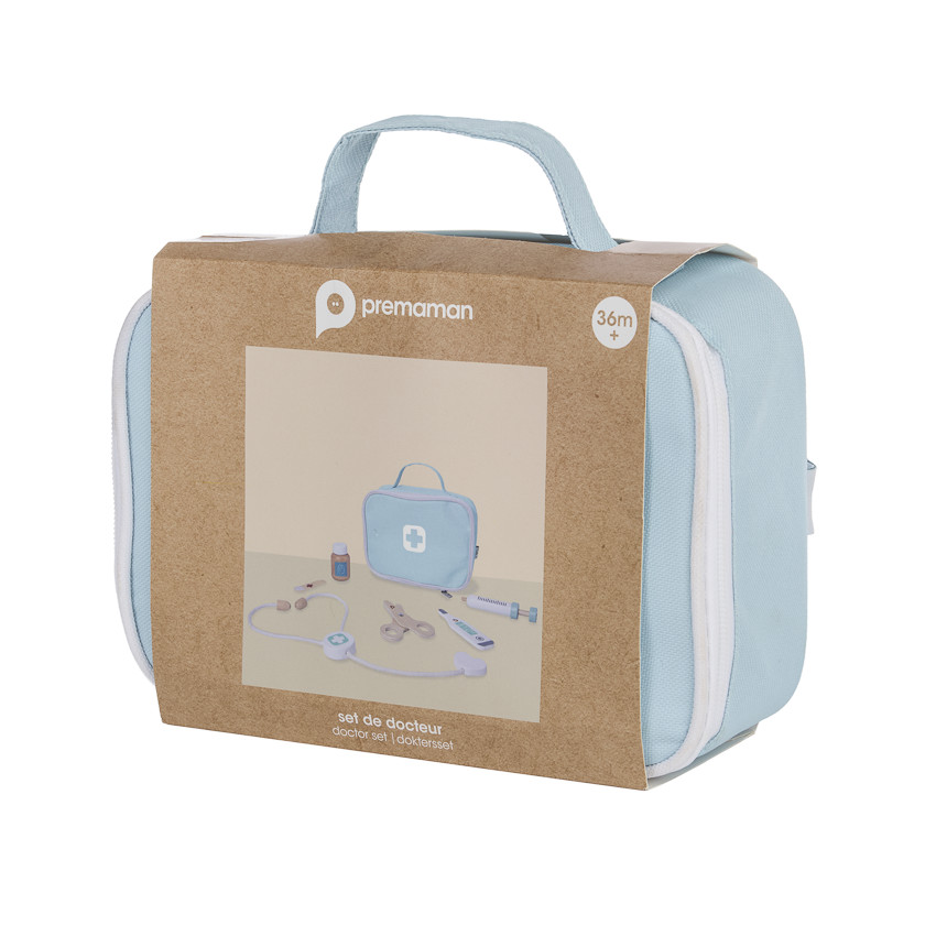 Set de docteur en bois bleu 