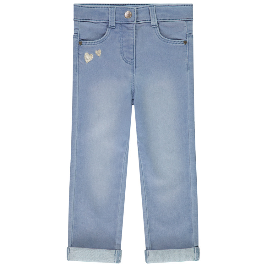 Τζιν slim με κεντημένες καρδιές για bebe κορίτσι 