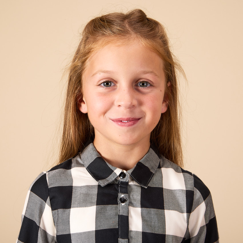 Φόρεμα μακρυμάνικο με καρό σχέδιο και γιακά για κορίτσι 