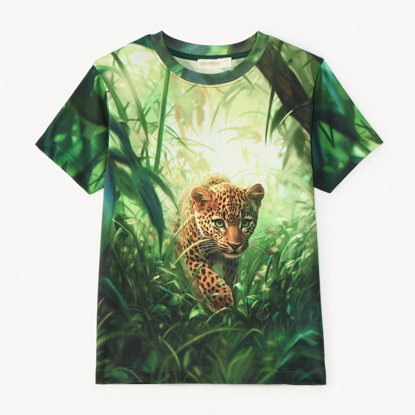 T-shirt με κοντά μανίκια με φωτοτυπία λεοπάρ για αγόρι 
