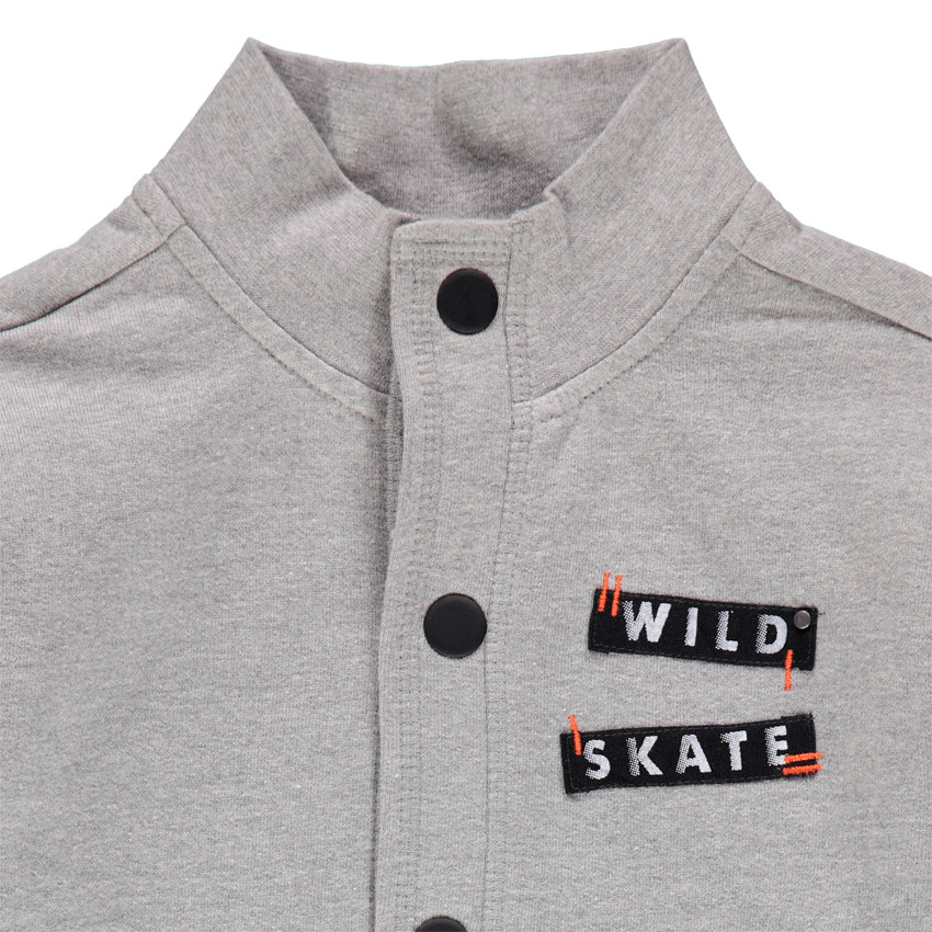 Φανελένια ζακέτα σε γκρι μελανζέ με σήματα και τσέπες  Additional Φανελένια ζακέτα σε γκρι μελανζέ με σήματα και τσέπες