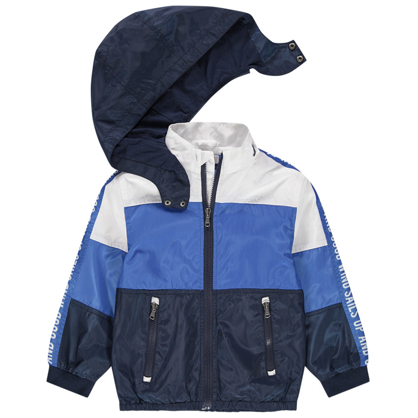 Τρίχρωμο αντιανεμικό με επένδυση ζέρσεϊ και τσέπες με φερμουάρ  