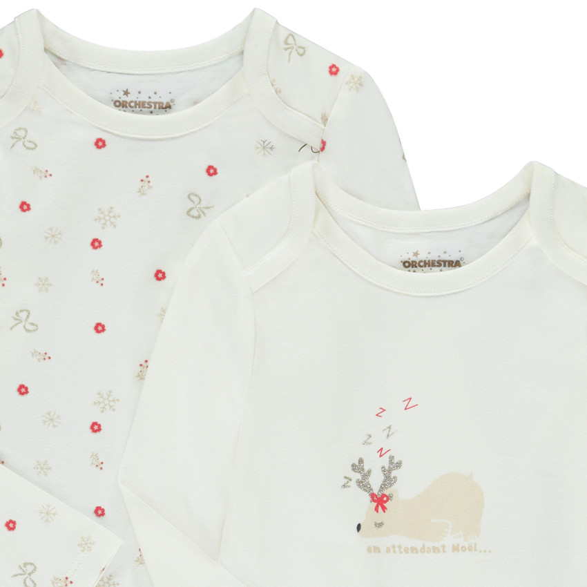 Σετ από 2 μακρυμάνικα μπόντι Χριστουγέννων για κορίτσι με διαφορετικές ανοίξεις ανάλογα με την ηλικία 