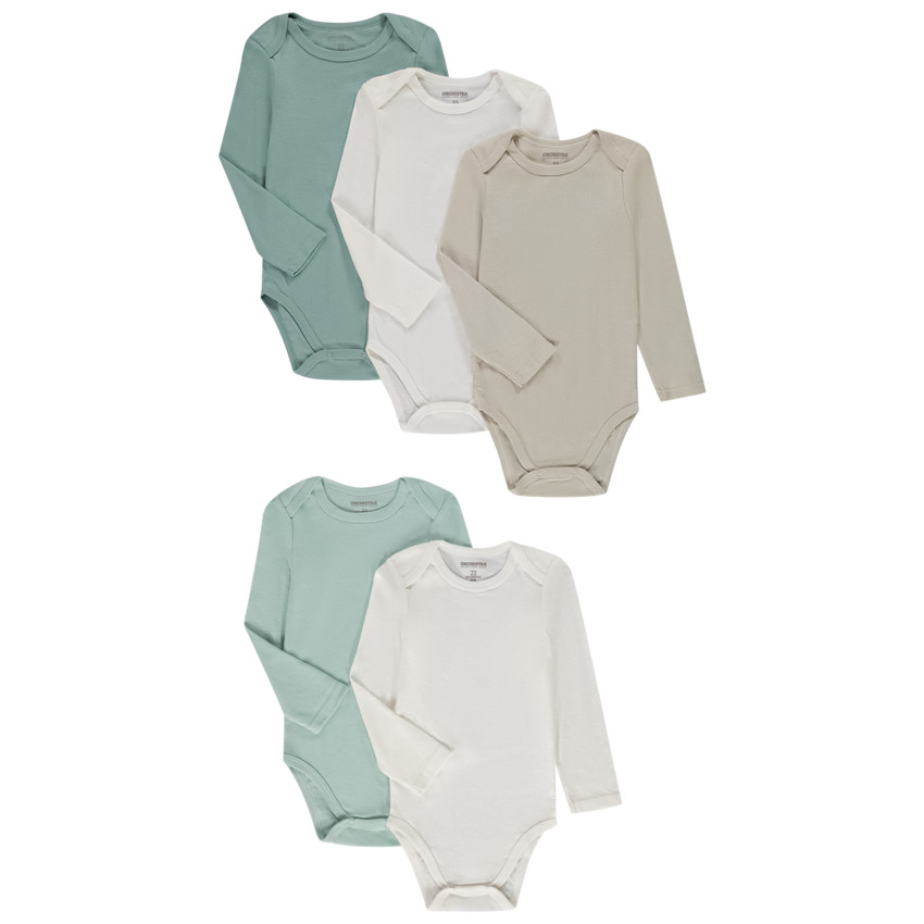 Σέτ από 5 μονόχρωμα μακρυμάνικα σώματα για μωρό 