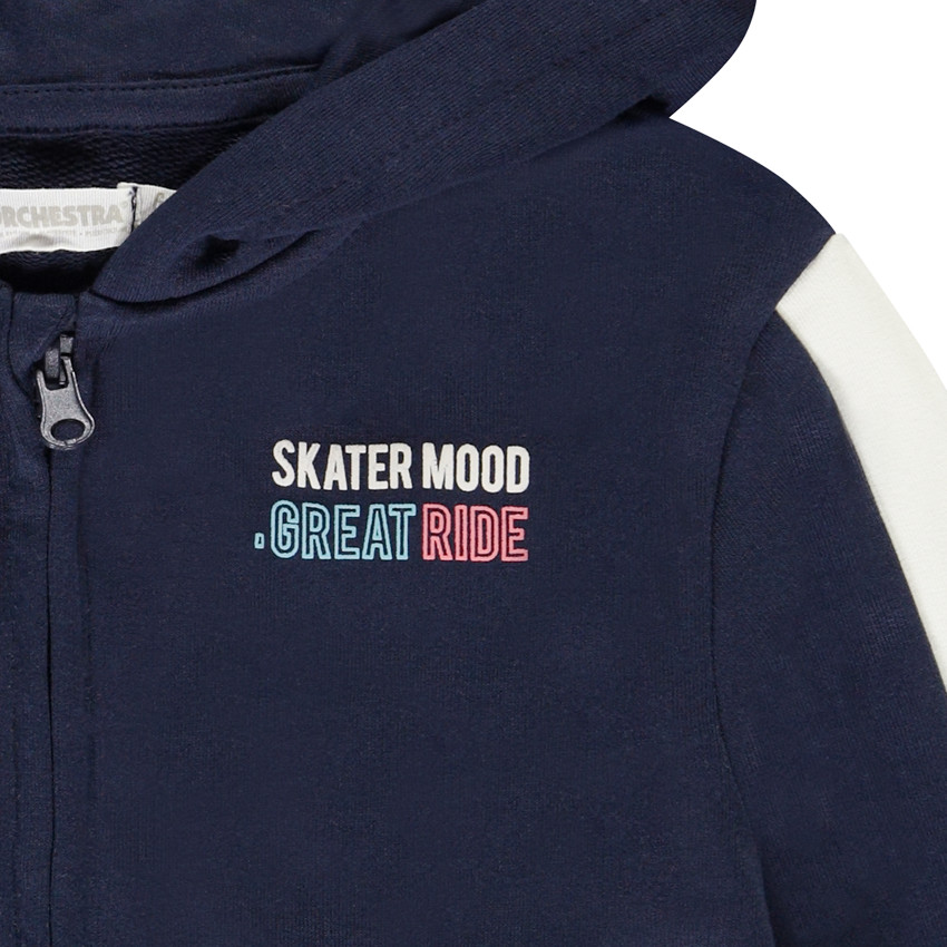 Ζακέτα με print φαντασία από molleton και κουκούλα για αγόρι 