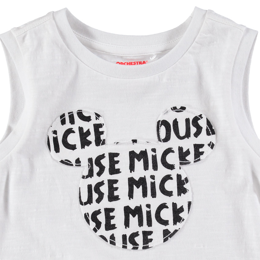 Αμάνικο ζέρσεϊ δίχρωμο μπλουζάκι με τύπωμα τον Μίκυ της Disney  