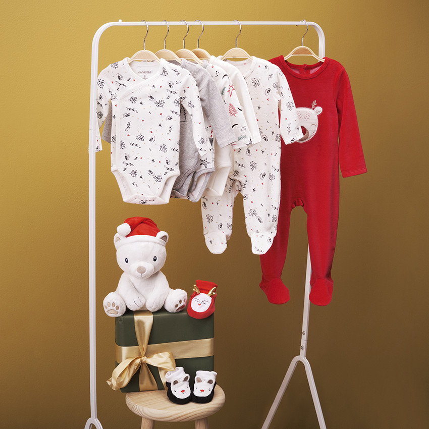 Παντόφλες βελουτέ με σχέδιο αρκουδάκι Χριστουγέννων για μωρό αγόρι 