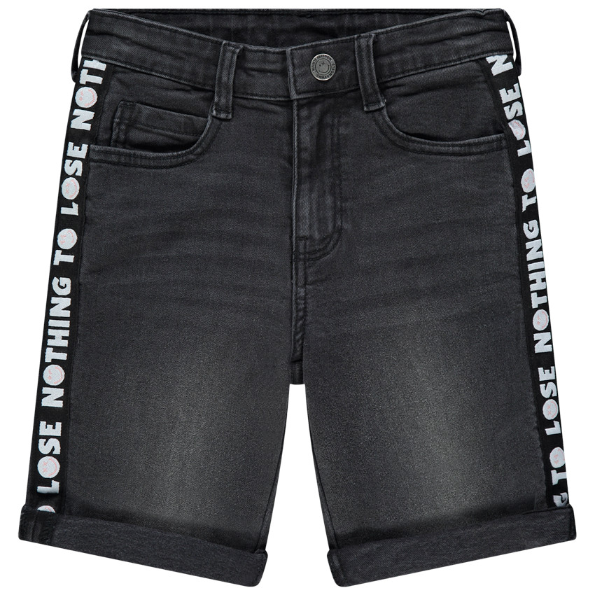 Βερμούδα  jean με ρίγες στα πλαινά με σχέδιο Smiley  Additional Βερμούδα  jean με ρίγες στα πλαινά με σχέδιο Smiley