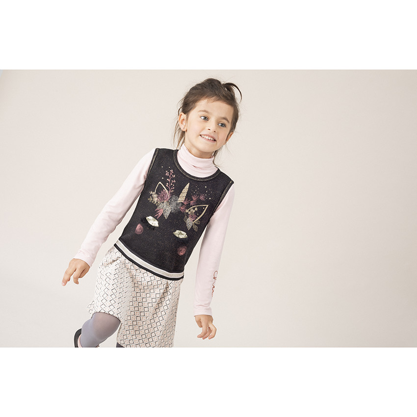 Αμάνικο φόρεμα με κεντημένο μονόκερο και ζακάρ μοτίβο 