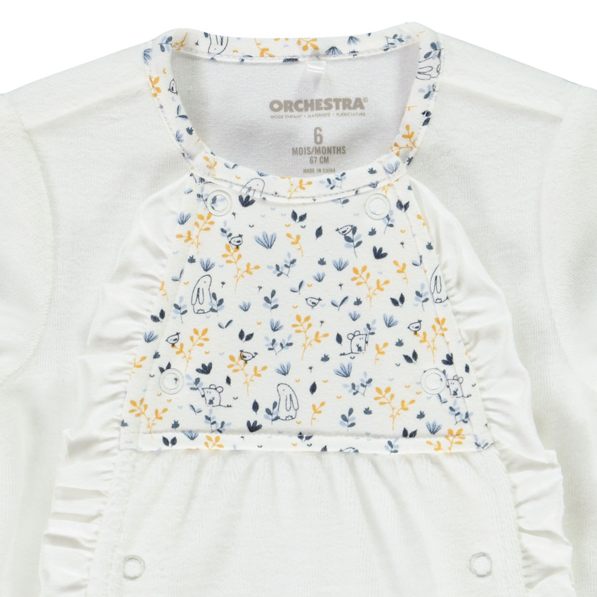 Dors-bien en velours avec détails imprimé fleuri pour bébé fille Main Dors-bien en velours avec détails imprimé fleuri pour bébé fille