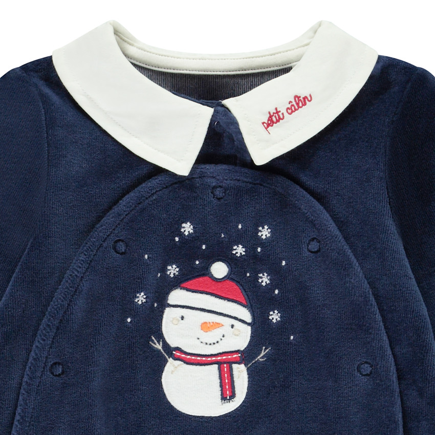 Φορμάκι από βελουτέ με κεντημένο γιακά για αγόρι. 