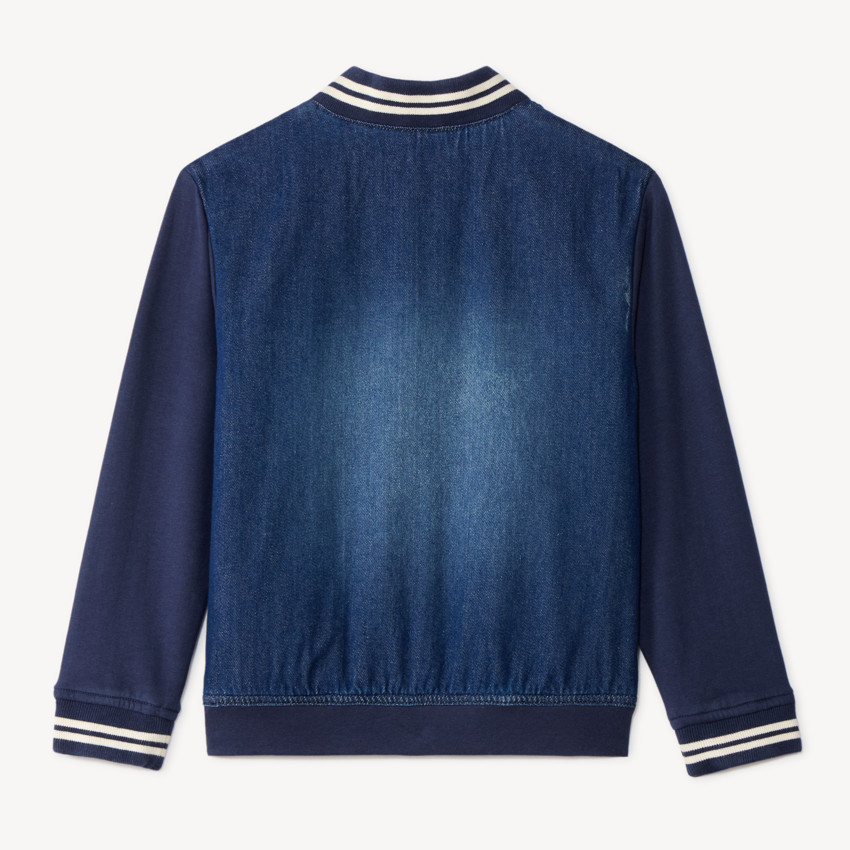 Τeddy jacket για αγόρια με δύο υλικά: τζην και φλις. 