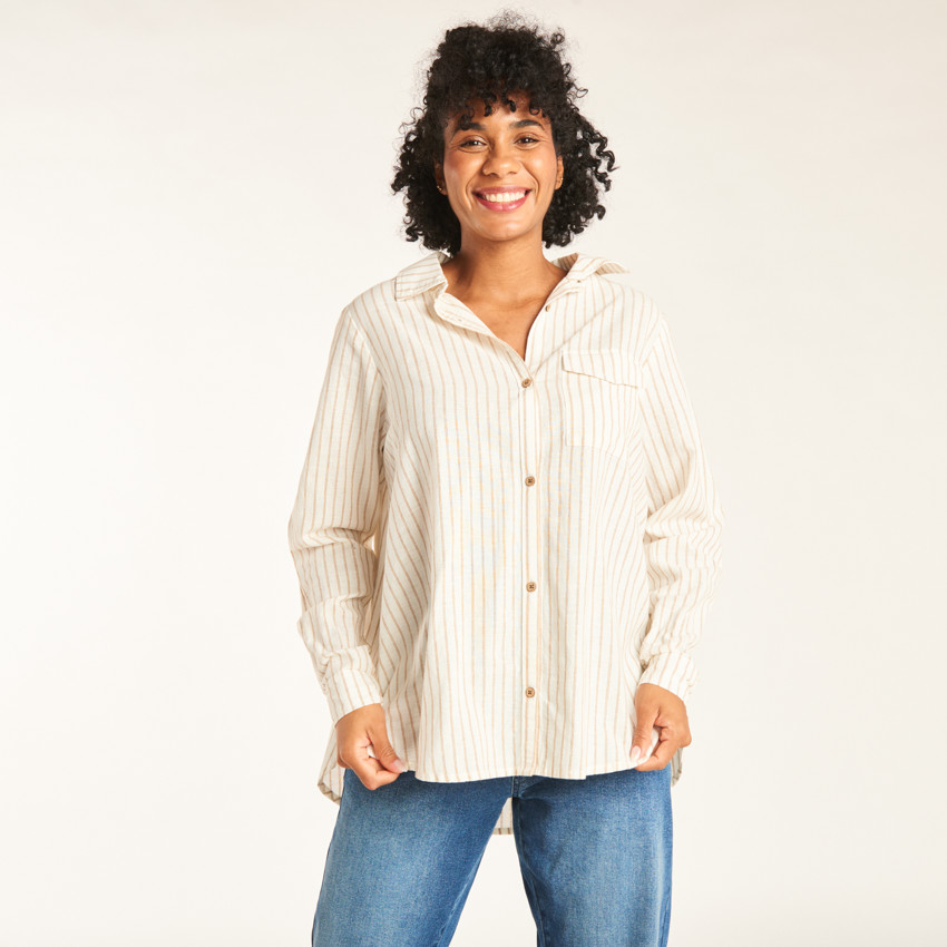 Πουκάμισο μακρυμάνικο εγκυμοσύνης και θηλασμού με ρίγες και τσέπη 