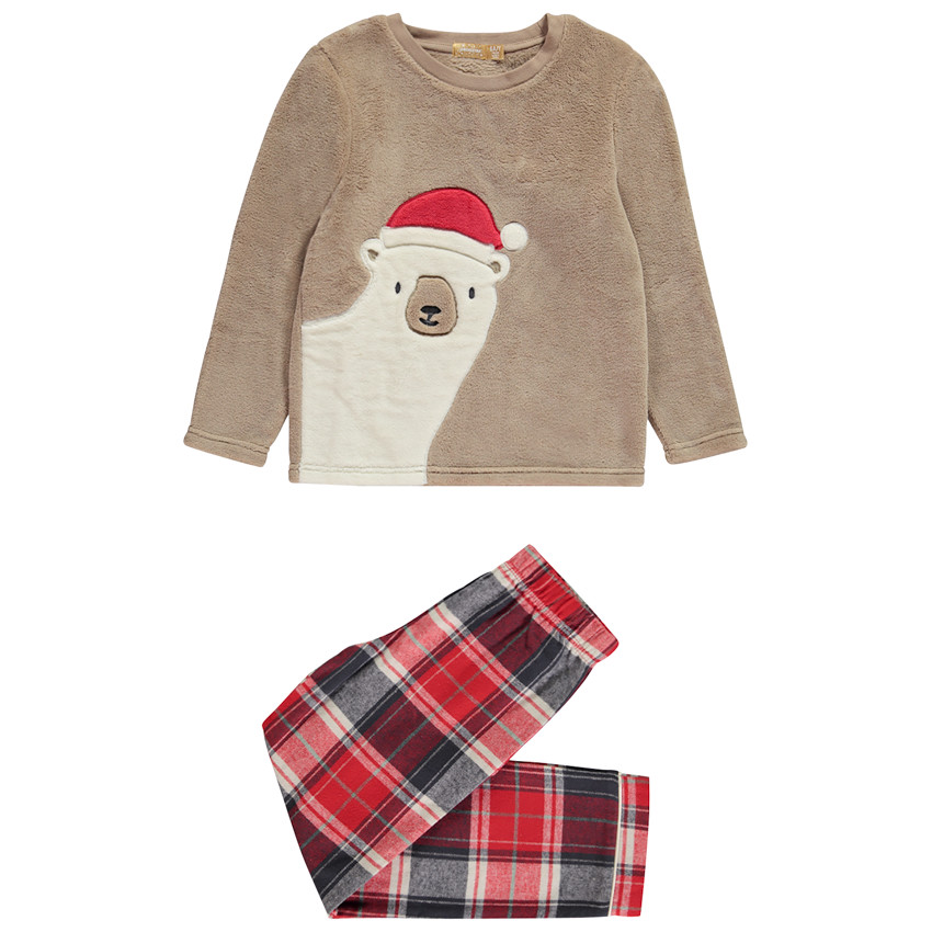 Πιτζάμα 2 τμχ. με καρό παντελόνι από φλάνελο 