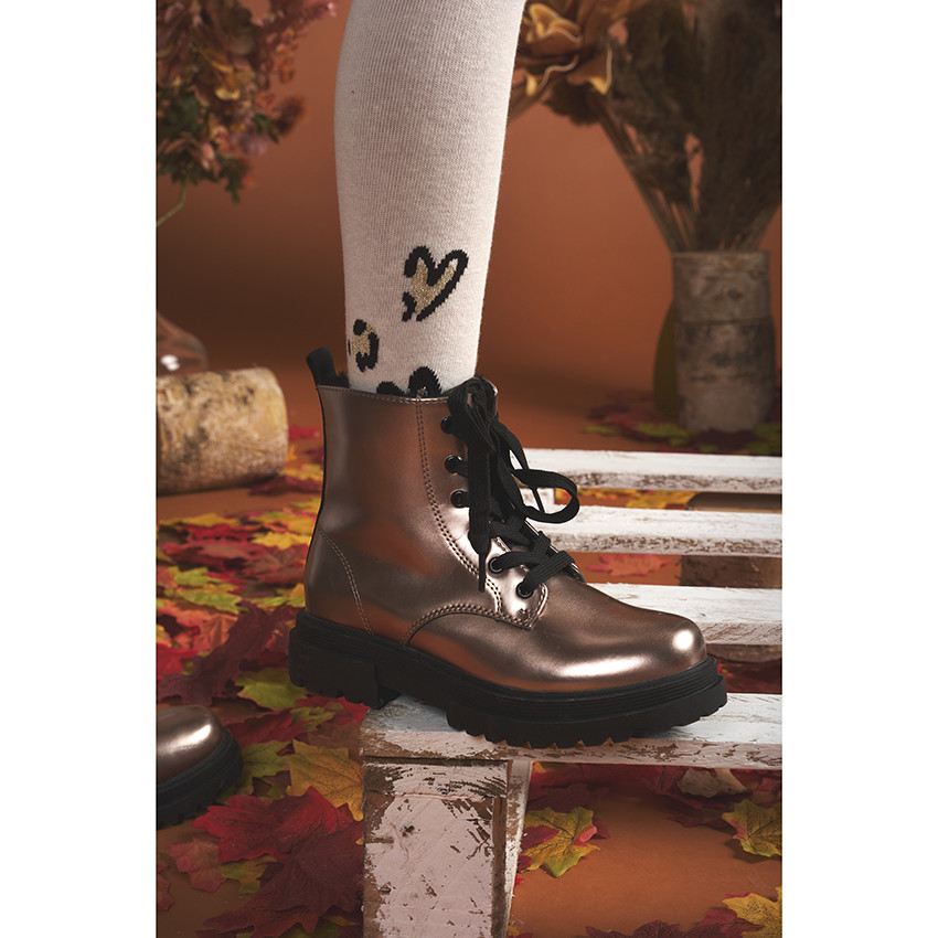 Bottillon nacrés avec doublure en fourrure et semelle chunky pour fille  