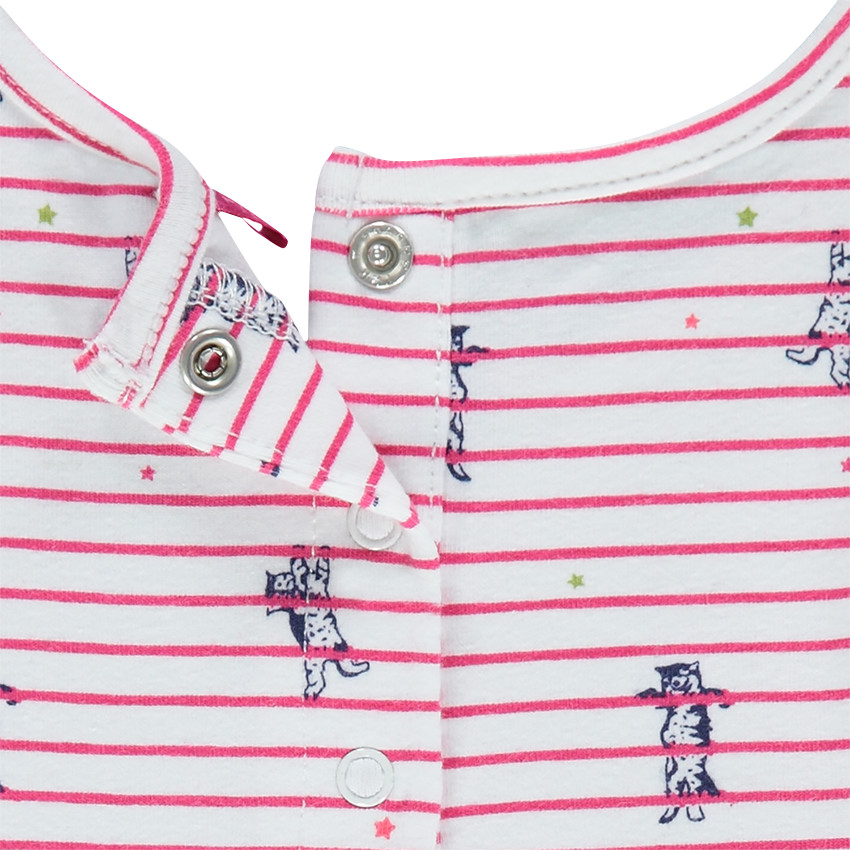 Ριγέ φόρεμα με βολάν στα μανίκια και μικρό ραμμένο φιόγκο 