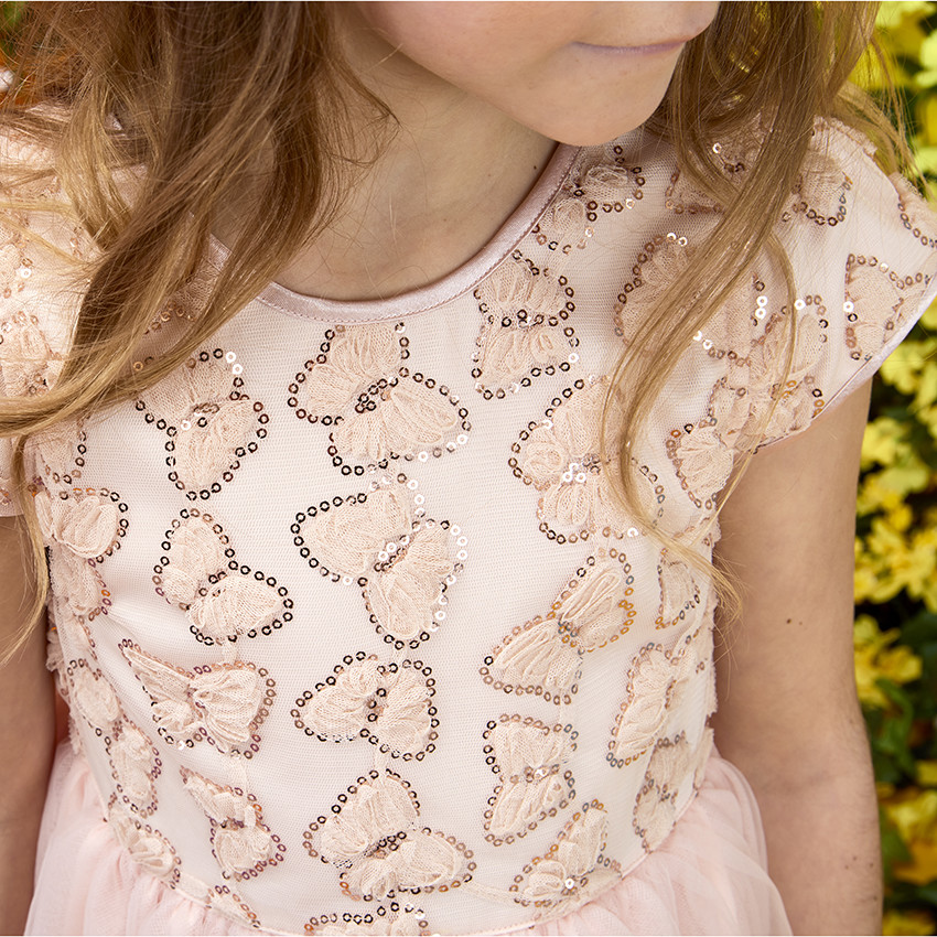 Γιορτινό φόρεμα με τούλι και παγιέτες πεταλούδες για κορίτσι 