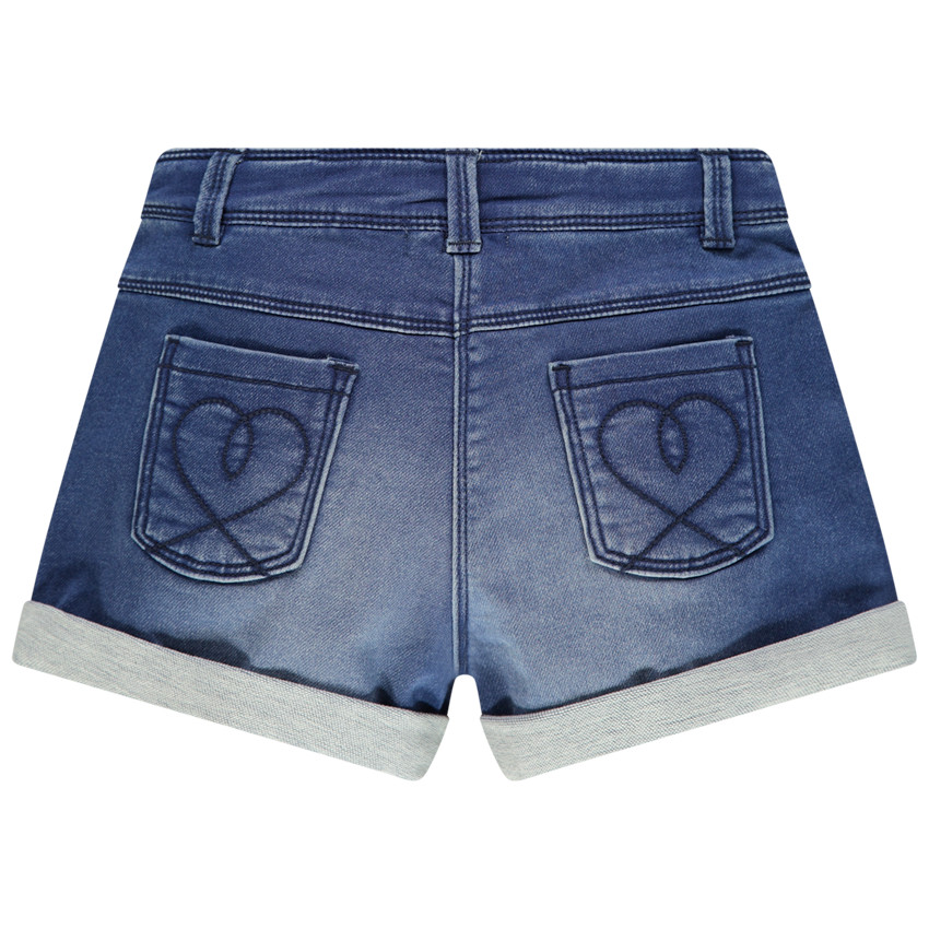 Τζιν σορτς με used όψη και τυπωμένο μεταλλιζέ μήνυμα 