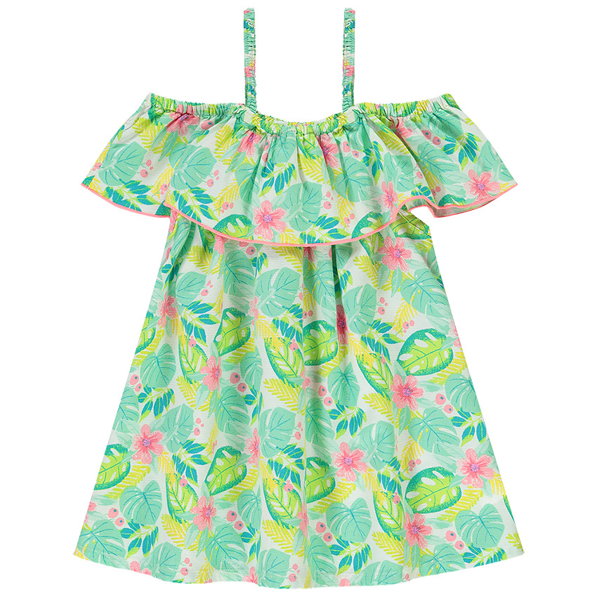 Tunique manches courtes en popeline impimé pour fille 