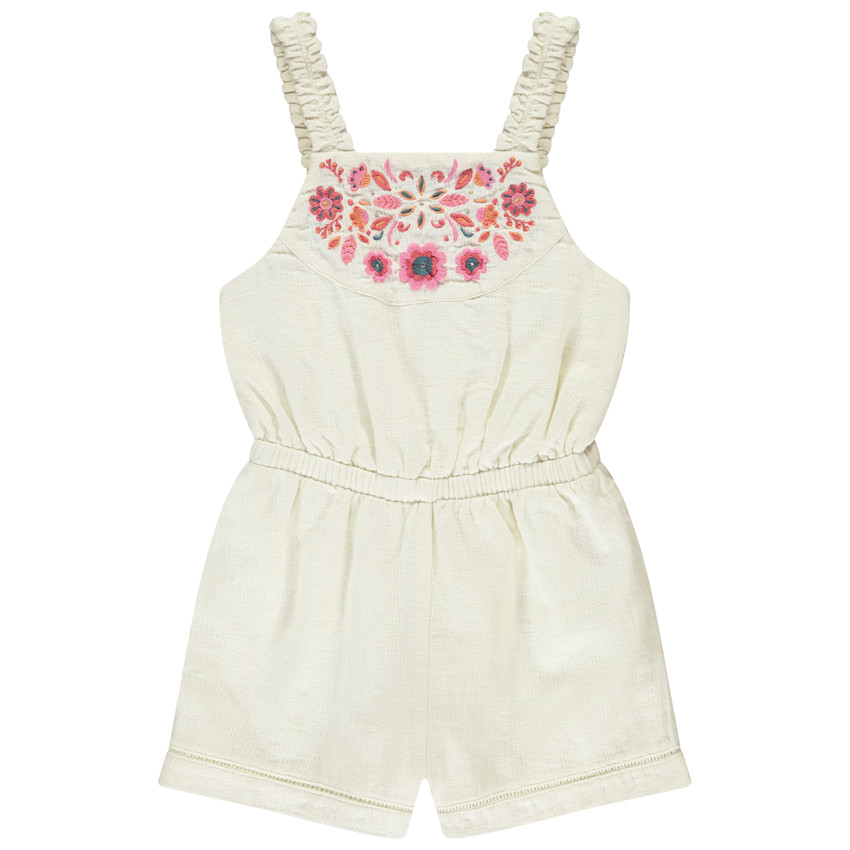 Σορτς με κεντήματα λουλουδιών και ελαστικές τιράντες για κορίτσι 