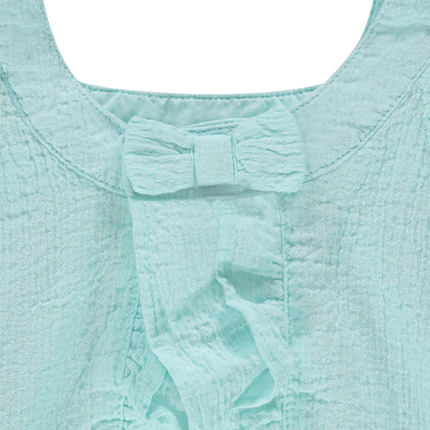 Βαμβακερό τοπ με όψη κρεπ, βολάν και φαντεζί πλάτη 