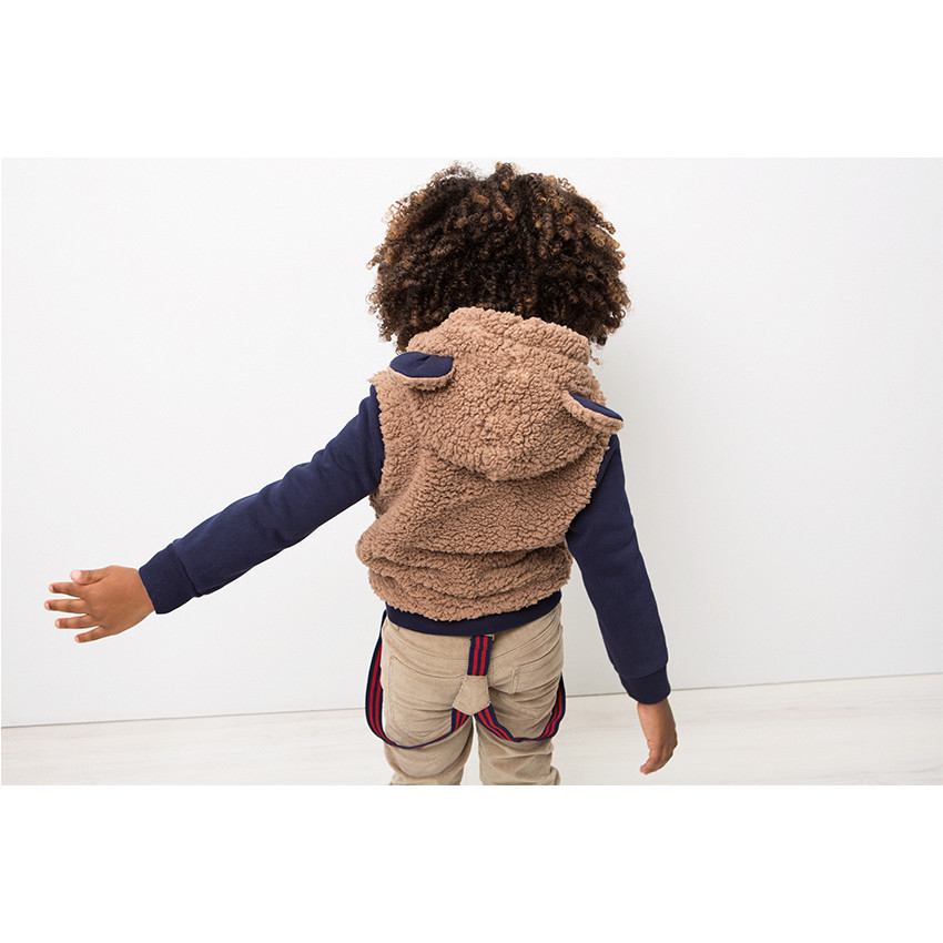 Βελούδινο παντελόνι με ριγέ αφαιρούμενες τιράντες 