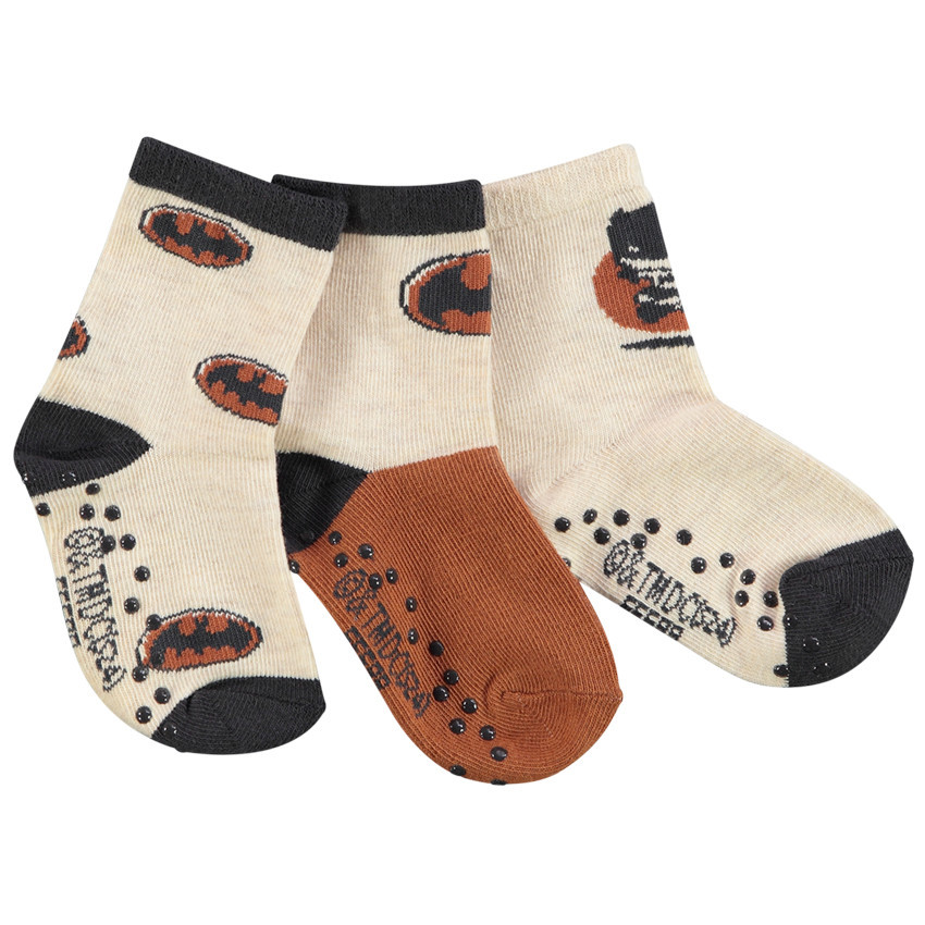 Σετ 3 ζευγαριών αντιολισθητικών κάλτσων Batman Warner για μωρό αγόρι 