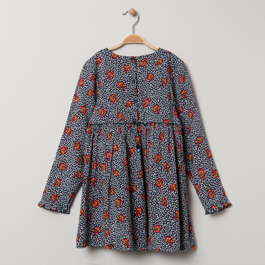 Robe manches longues à fleurs all-over 