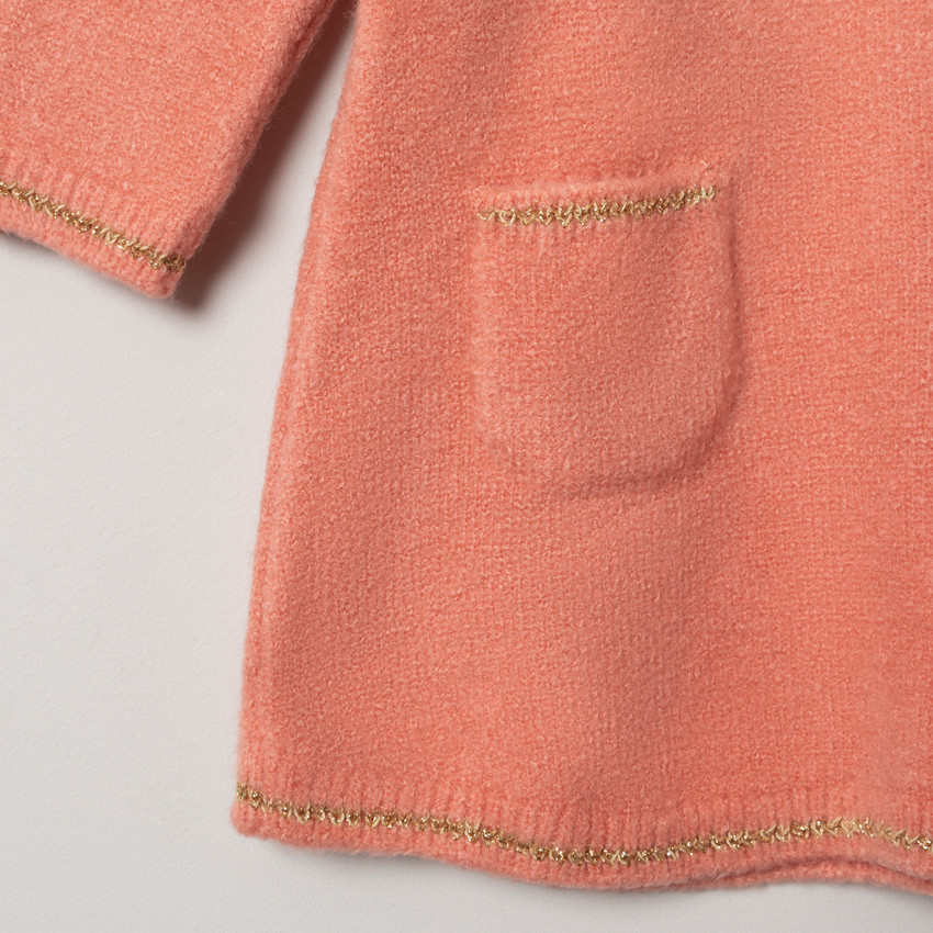 Robe manches longues en tricot à pompons et poches  Additional Robe manches longues en tricot à pompons et poches