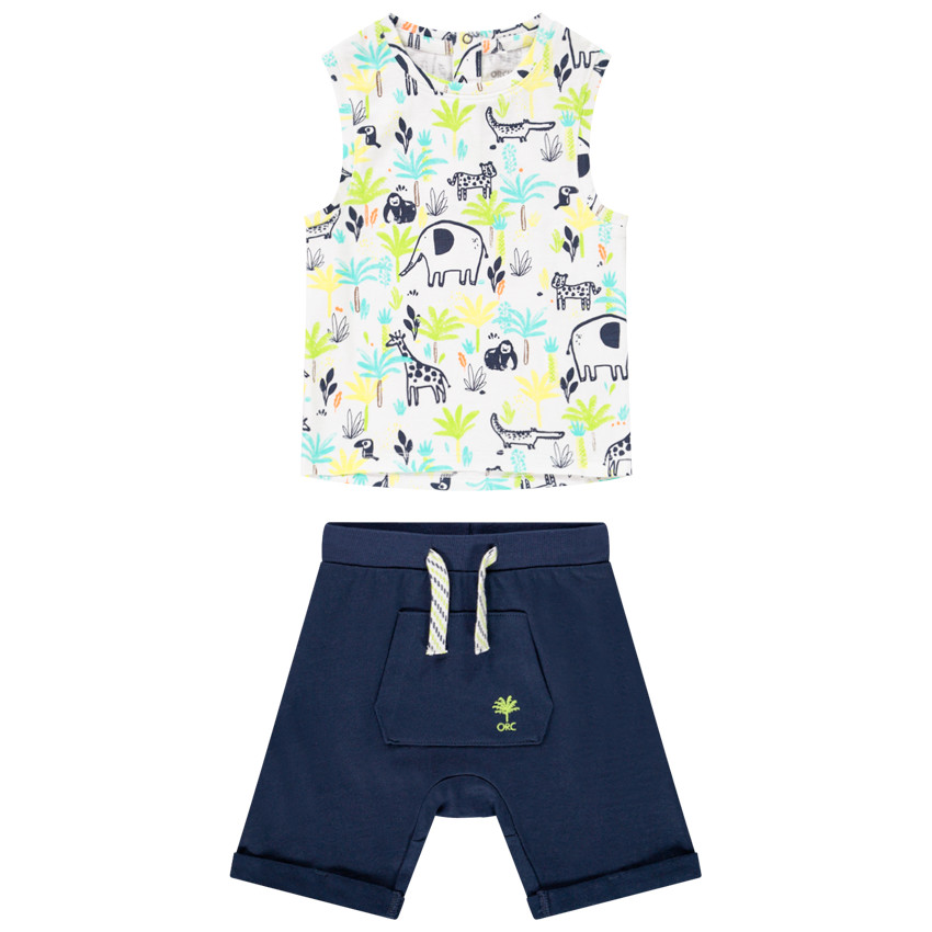 Ensemble de plage débardeur jungle + short pour bébé garçon 