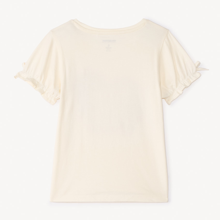 T-shirt με κοντά μανίκια με κορδόνια και κεντήματα για κορίτσι 