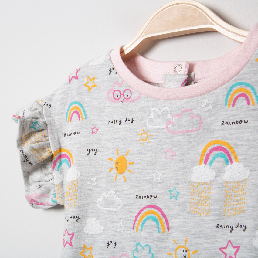 Φόρεμα 2 σε 1 με πολύχρωμα μοτίβα και τούλι 