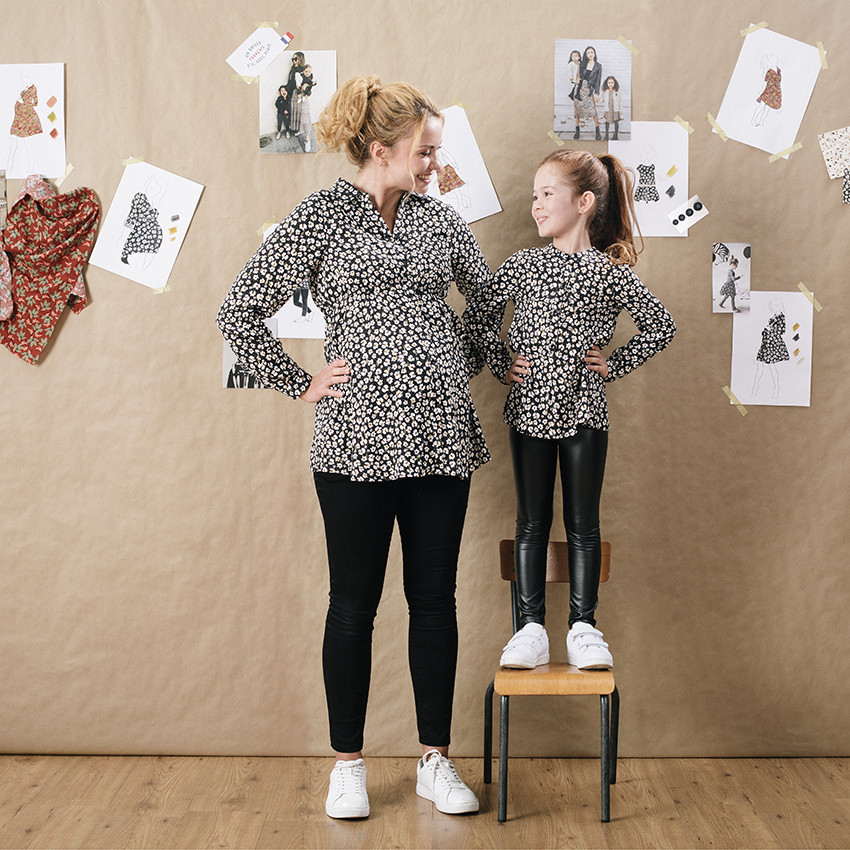 Tunique manches longues imprimée fleurs all-over 