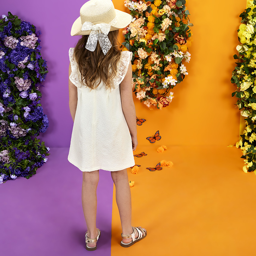 Γιορτινό φόρεμα jacquard με κεντημένα μανίκια για κορίτσι 