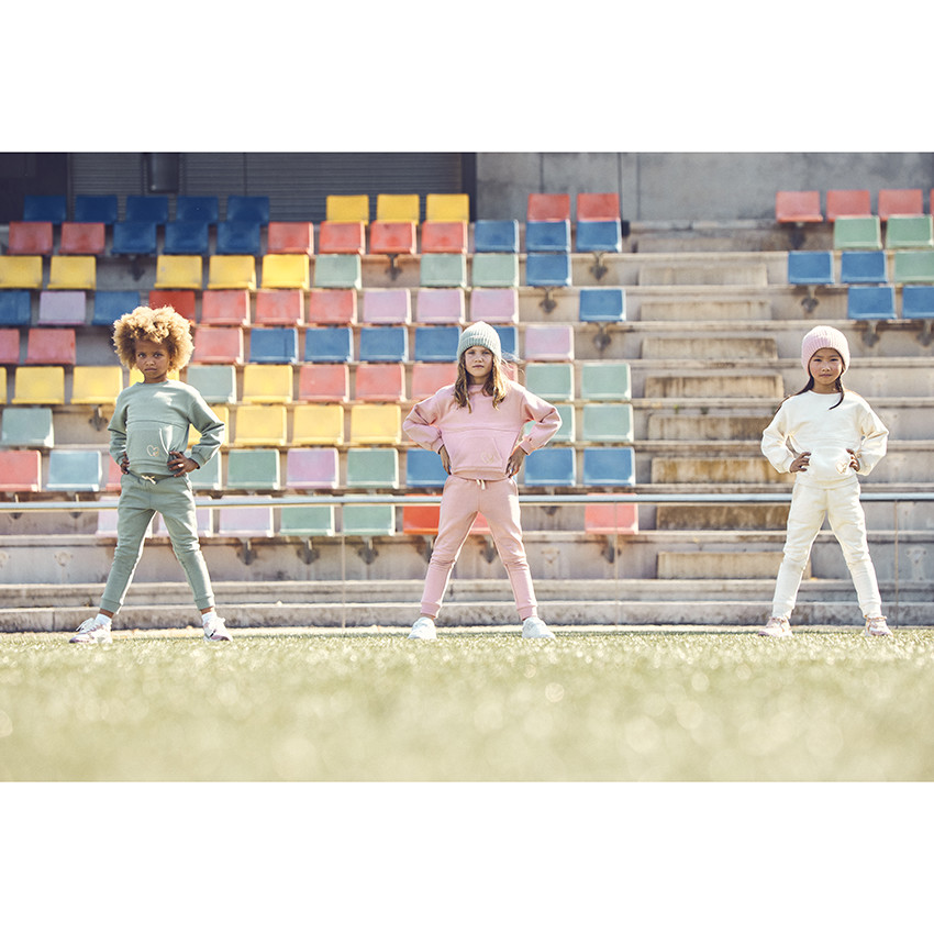 "Μακριά φόρμα από molleton μονόχρωμο για κορίτσι" 