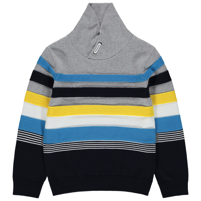 Πλεκτό με κρουαζέ λαιμό και φαρδιές λωρίδες σε αντίθεση 