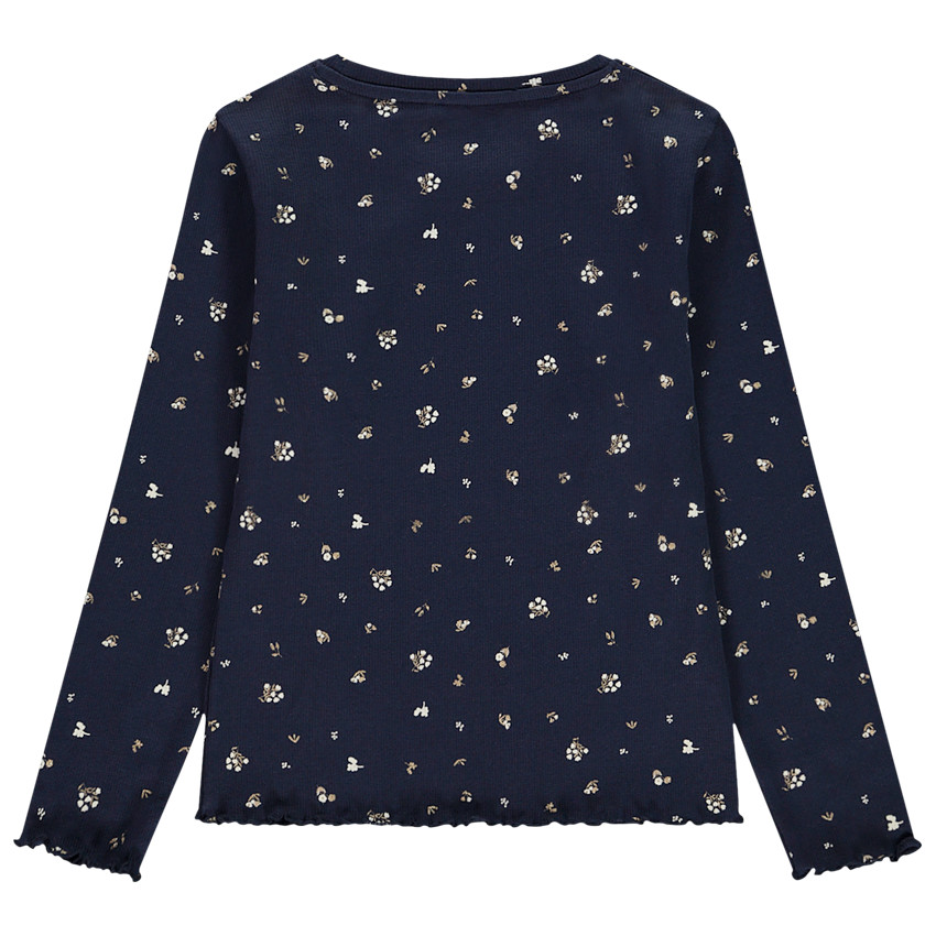 T-shirt μακρυμάνικο από πλεκτό με φαντεζί σχέδιο για κορίτσι 