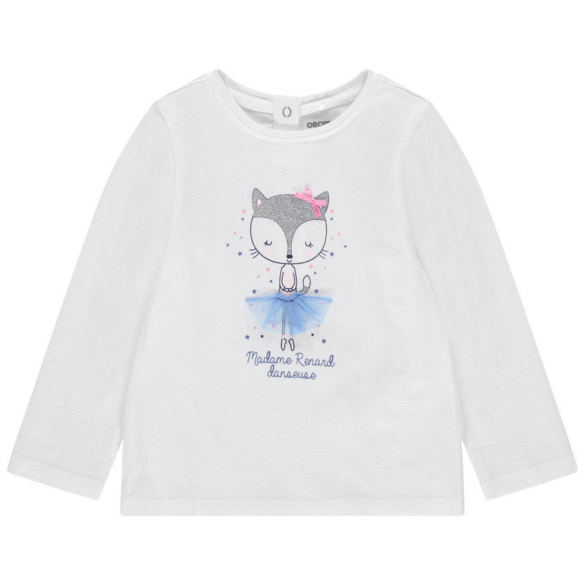 T-shirt manches longues en coton bio avec détail en tulle 