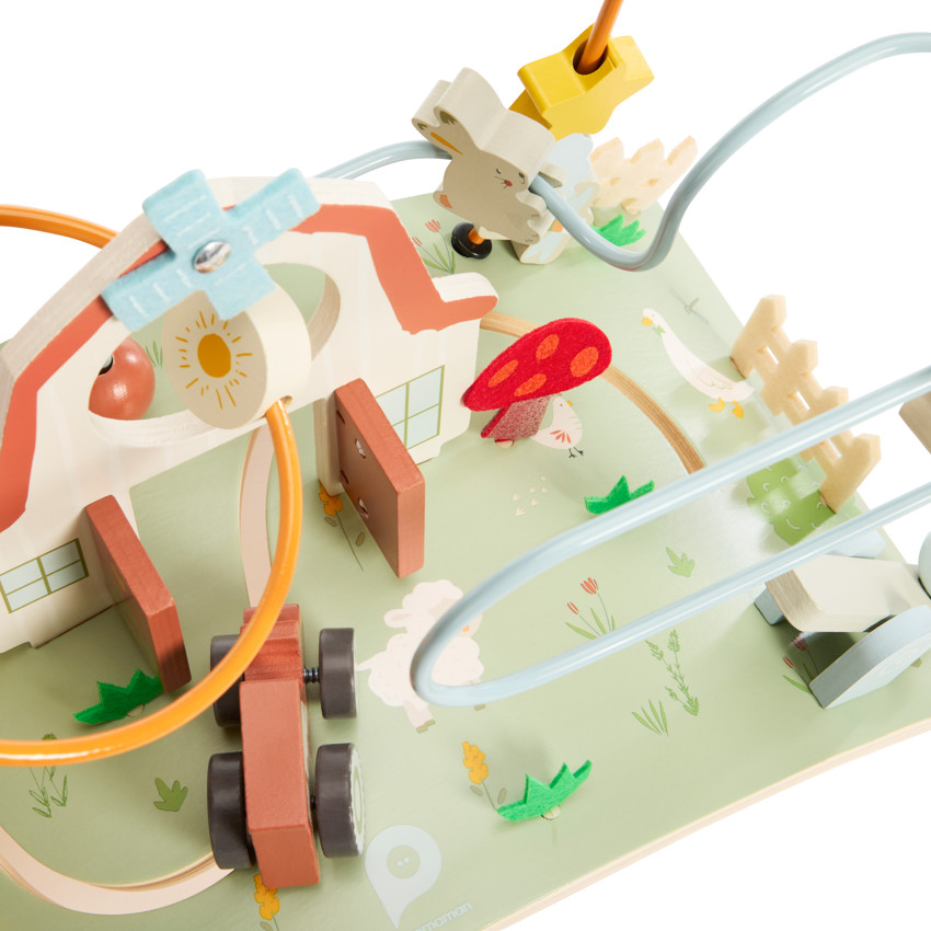 Πίνακας δραστηριοτήτων από ξύλο με σπείρες Φάρμα 