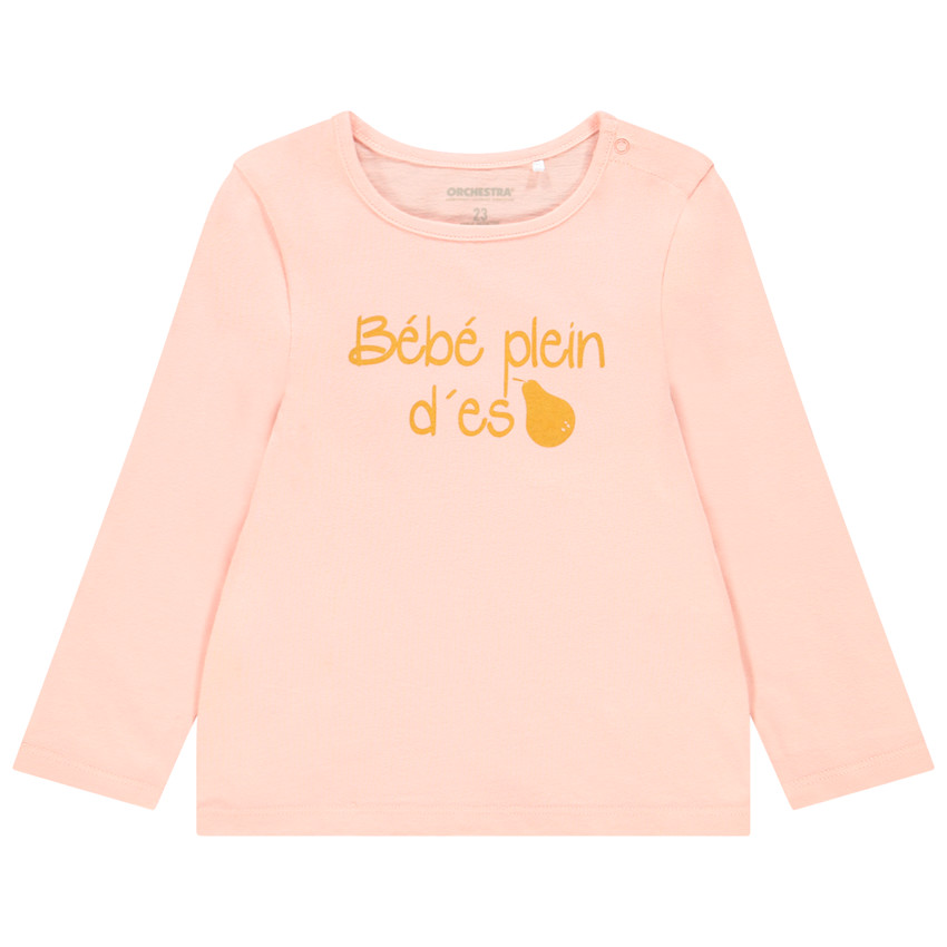 T-shirt μακρυμάνικο βαμβακερό με μήνυμα για bebe κορίτσι 