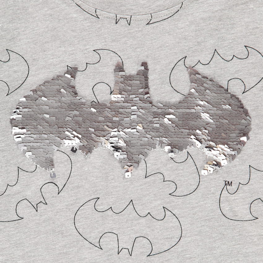 T-shirt μακρυμάνικο με σχέδιο logo Batman με παγιέτες για αγόρι 