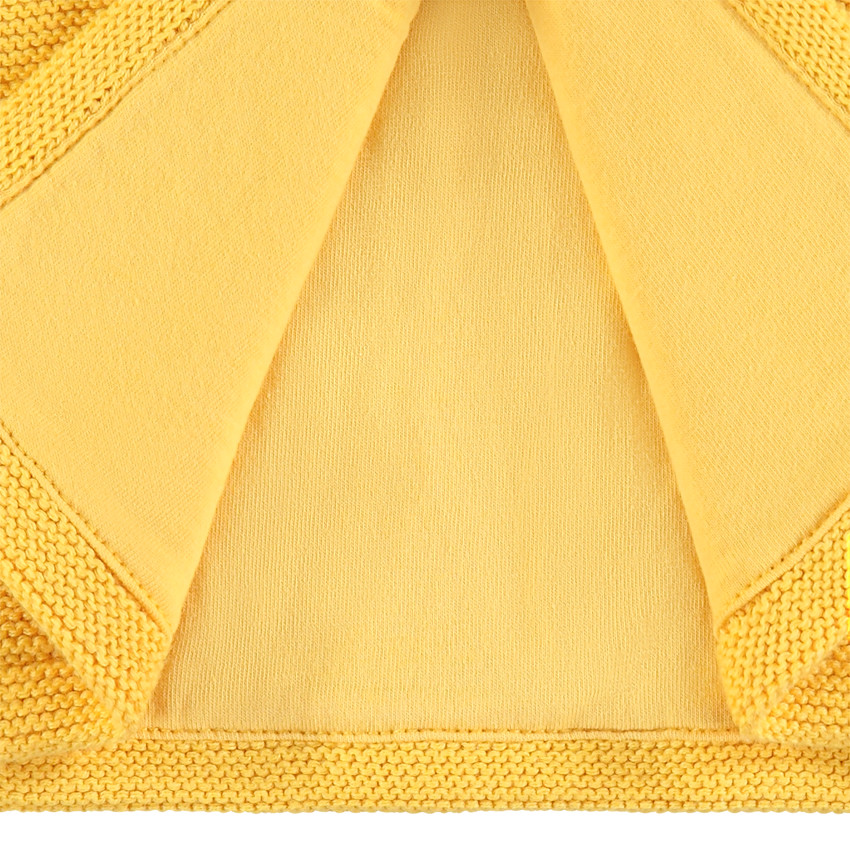 Ζακέτα με κουκούλα από πλεκτό κίτρινο 