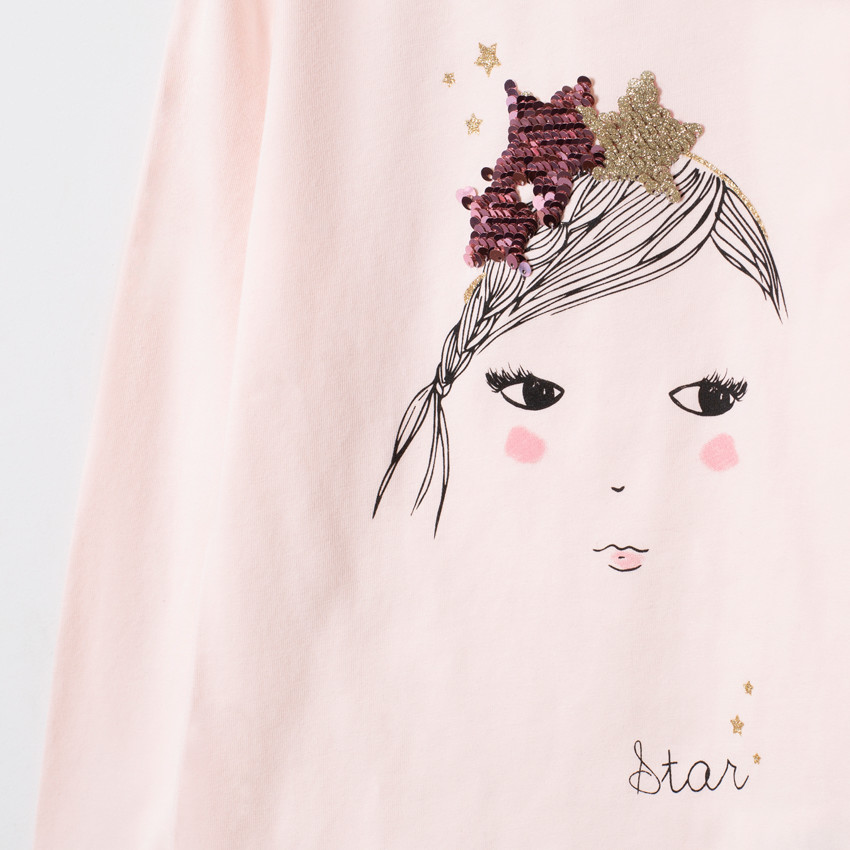 T-shirt manches longues print personnage à sequins magiques  Additional T-shirt manches longues print personnage à sequins magiques