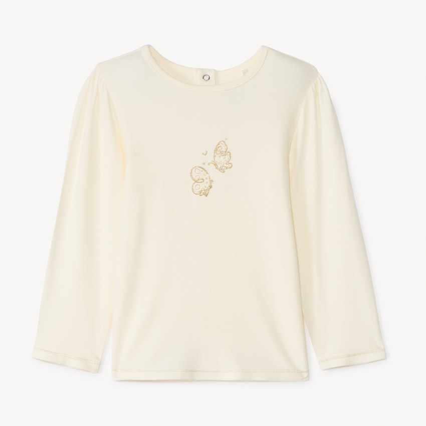 T-shirt à manches longues avec un motif de papillons dorés pour bébé fille 