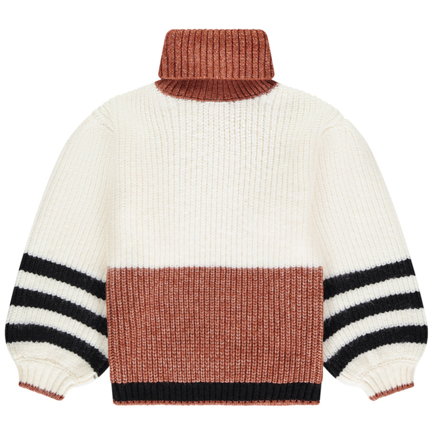 Πουλόβερ πλεκτό chenille με φαντεζί σχέδιο color block για κορίτσι 