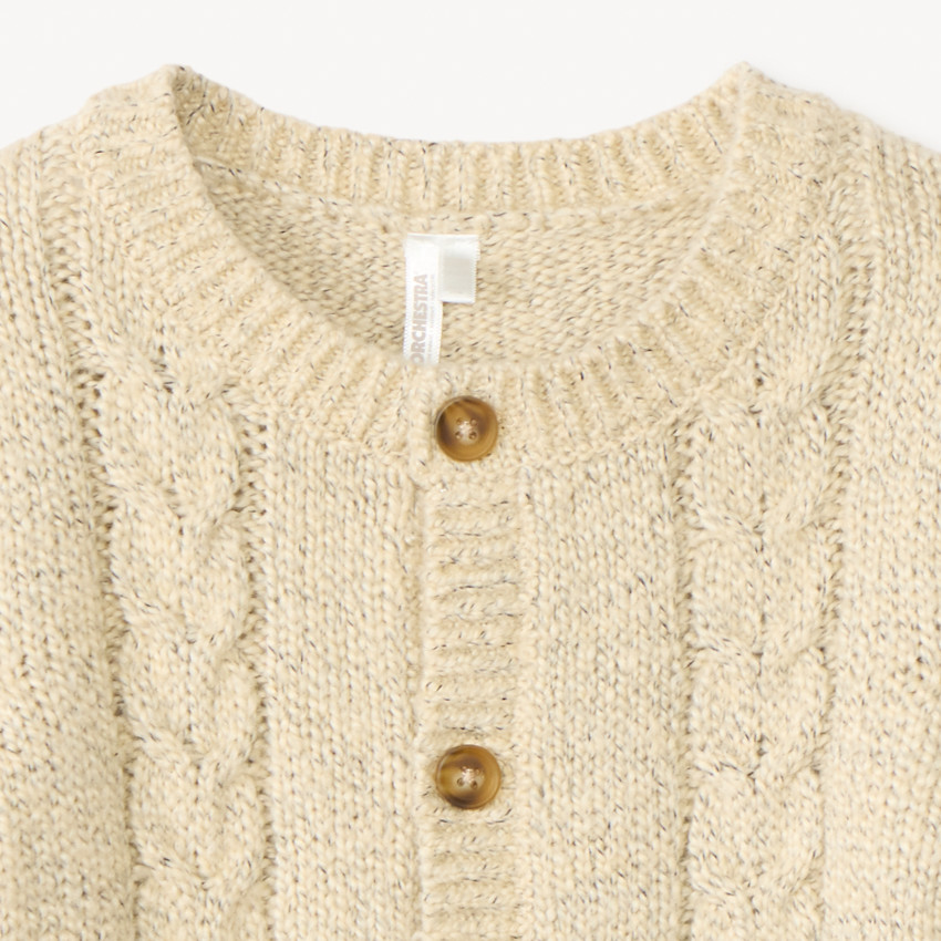 Gilet boutonné en tricot torsadé uni pour bébé 