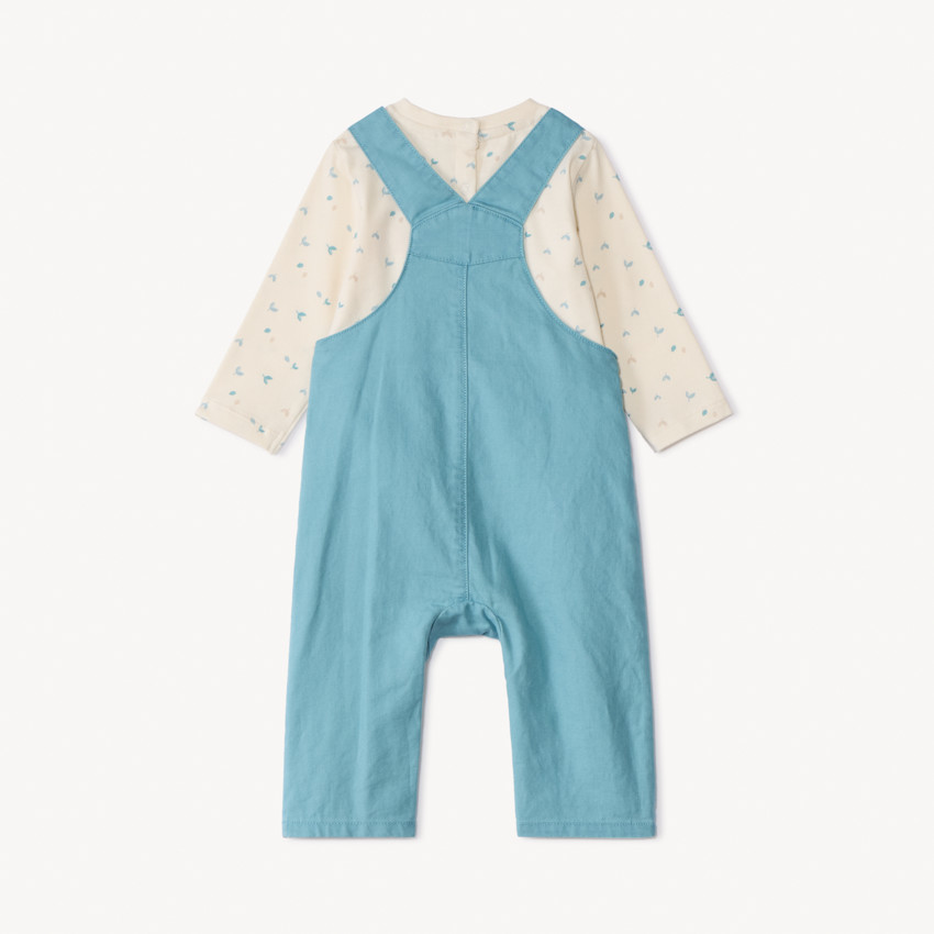 Σετ σαλόπετας μονόχρωμης με μακρυμάνικο μπλουζάκι για μωρό αγόρι 