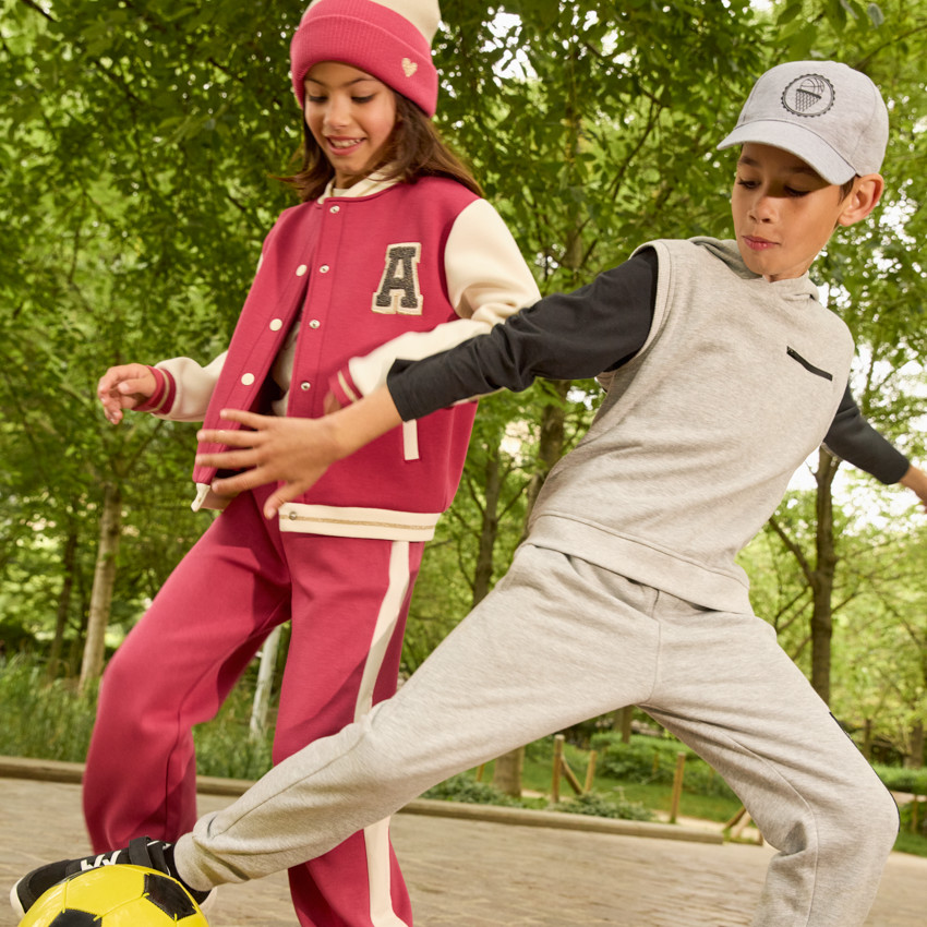 Ensemble sweat molleton sans manches + t-shirt uni pour garçon 