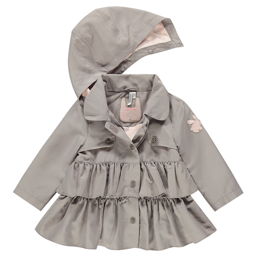 Καμπαρντίνα με βολάν σε μπεζ-γκρι χρώμα με επένδυση απο sherpa 